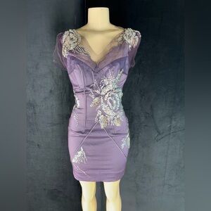 Elegant Purple Embellished Dress by Mandalay